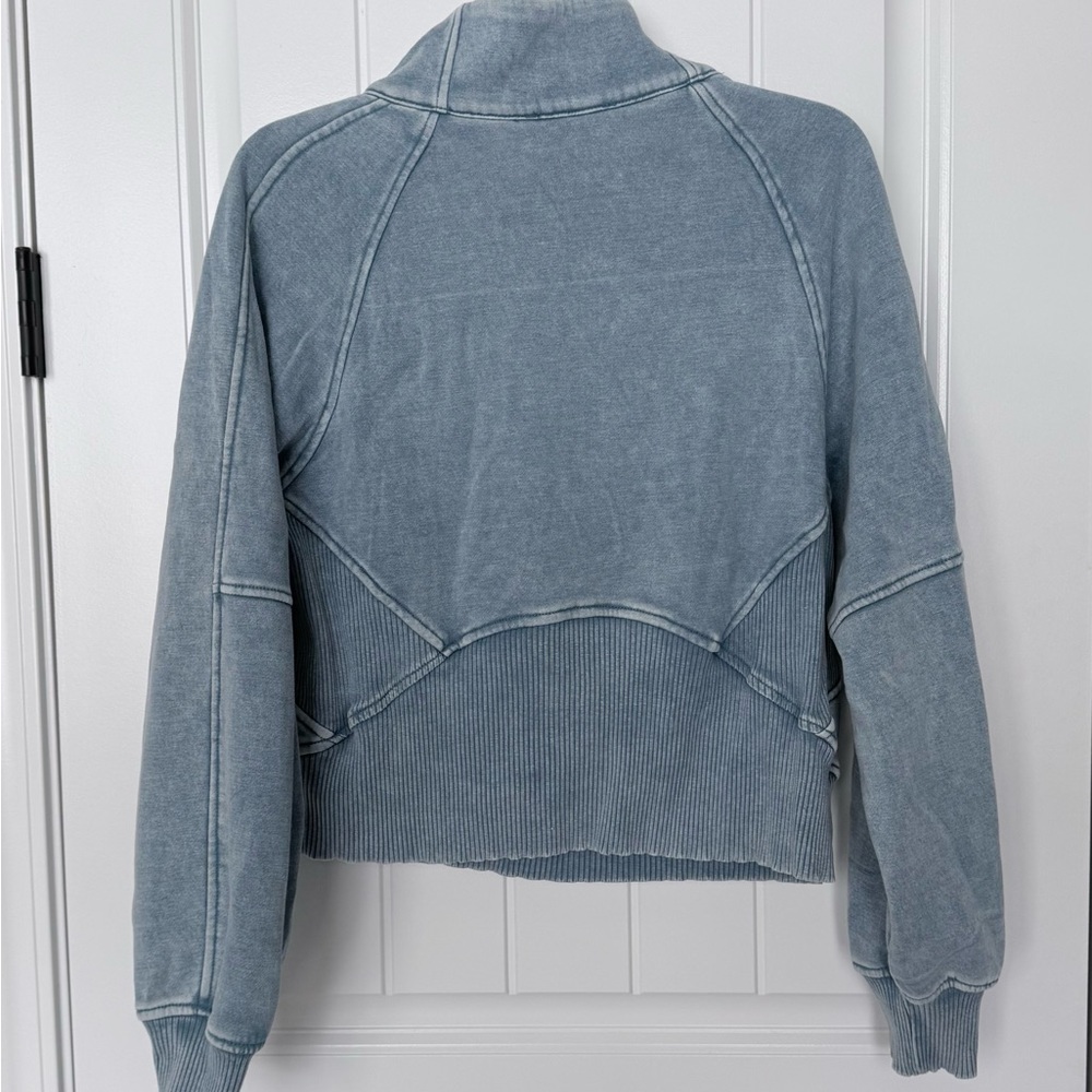 Zenana Outfitters Washed Blue Half-Zip Sweater - Picture 3 of 3